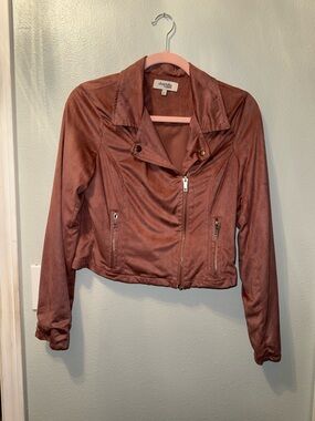 Charlotte Russe Faux Suede Moto Jacket in Pink